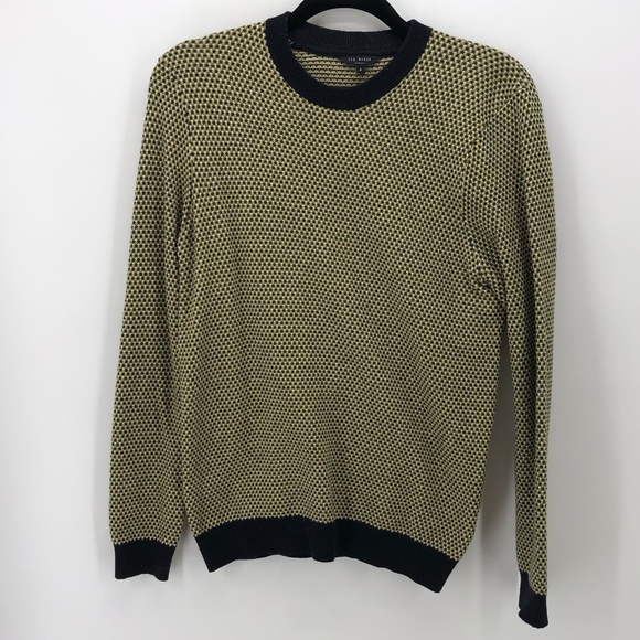 Ted Baker Yellow Banded Wool Blend Sweater 3 - Picture 8 of 8